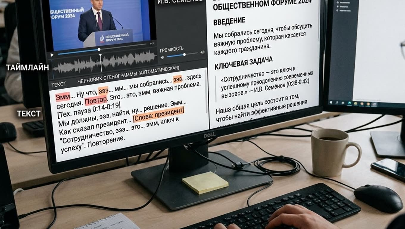 Стенограмма выступления или речи: как подготовить текст