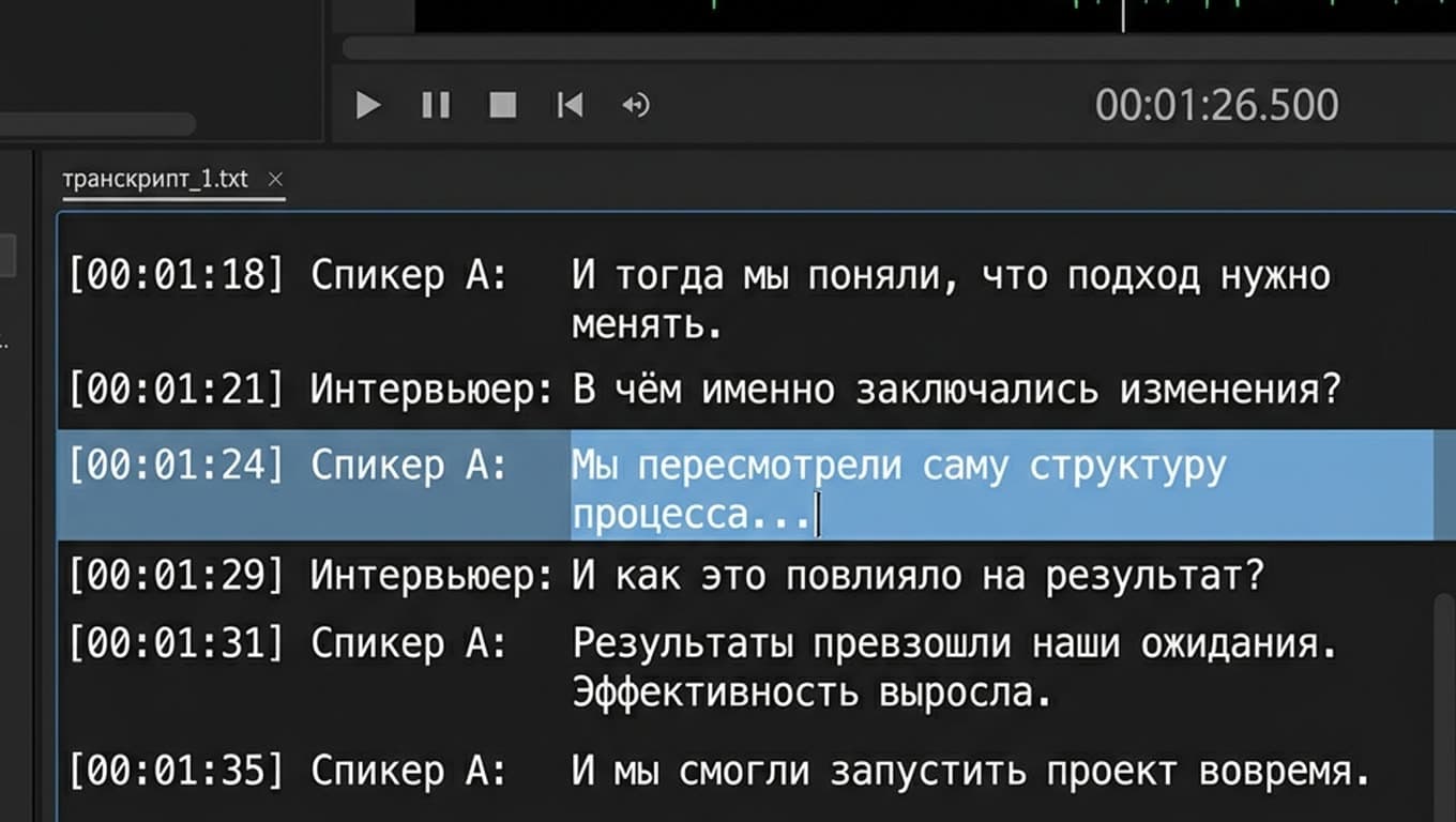 Транскрибация с таймкодами для аудио и видео
